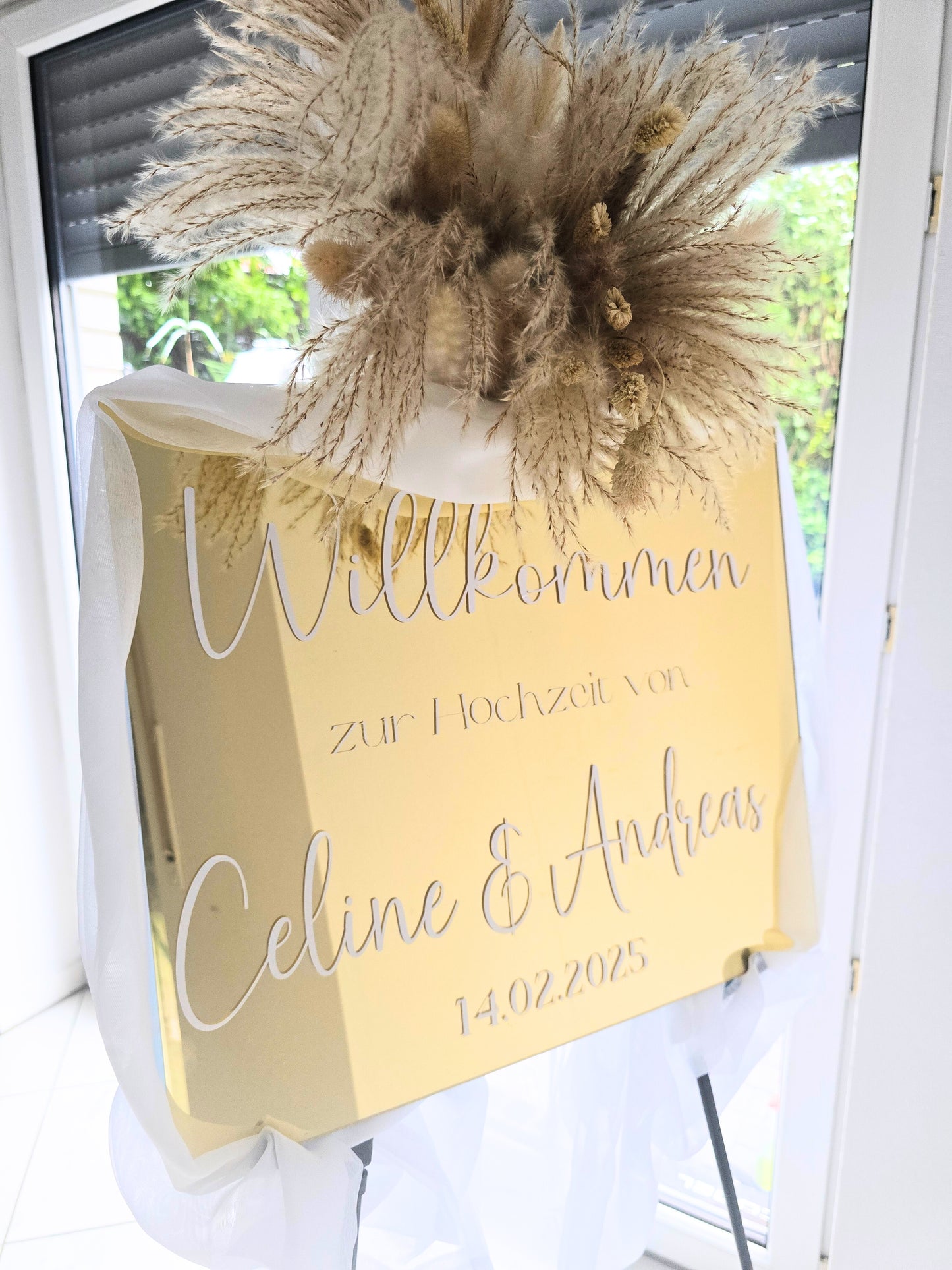 Empfangsschild Hochzeit Gold